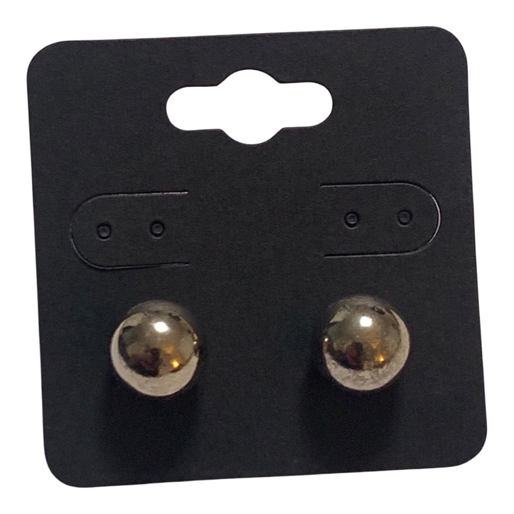 Simple Round Metal Stud Earrings - Silver Tone